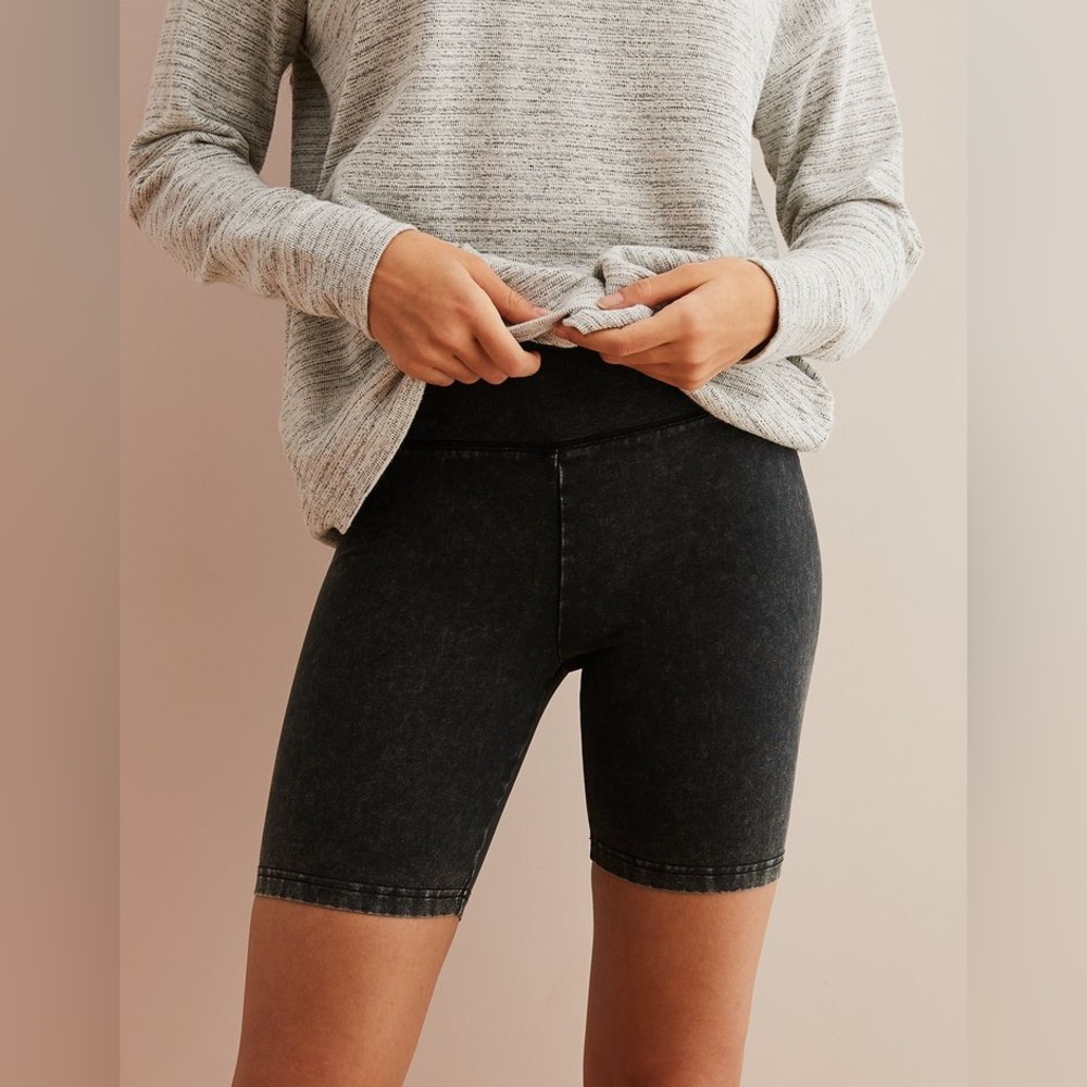 Aerie Chill High Waisted Bike Short - Washed Black